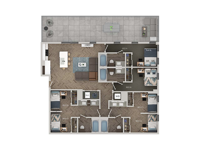 D3 - Semi Shared Floor plan layout