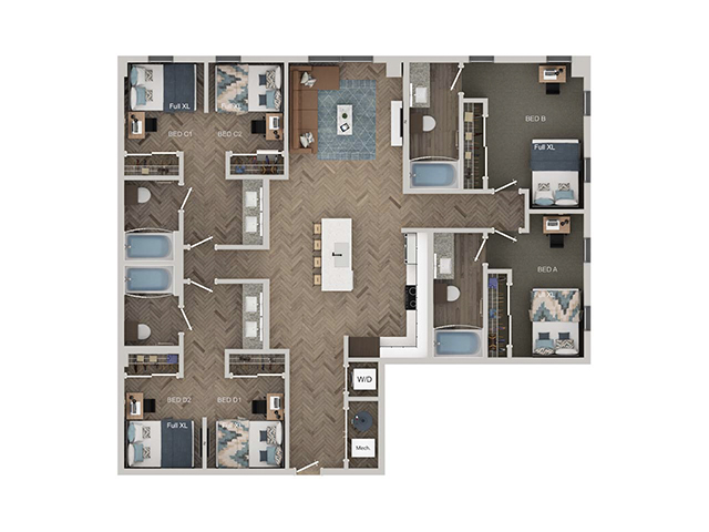 D4 - Semi Shared Floor plan layout