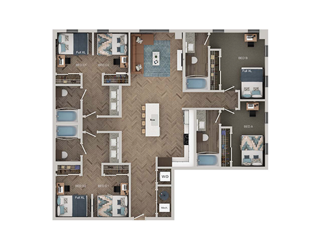 D4 - Semi Shared floor plan