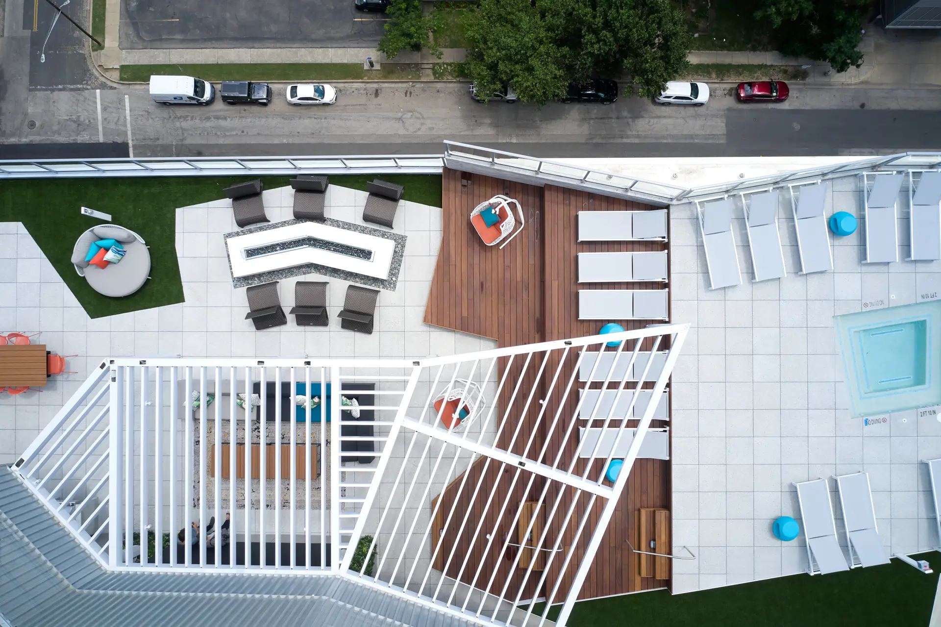aerial view of outdoor courtyard