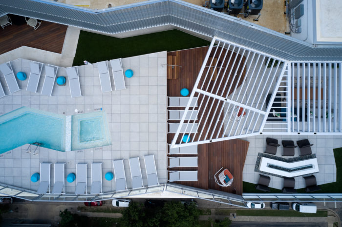 aerial view of rooftop in austin tx luxury apartments